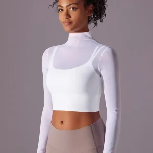 Crop Top Sport Respirant Maille Manches Longues