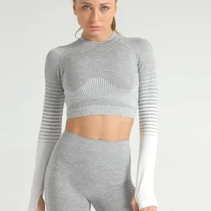Crop Top Sport Sans Couture Manches Longues
