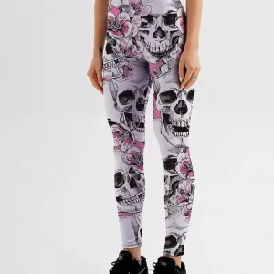 Legging Crânes Et Fleurs