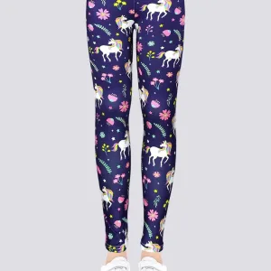 Legging Fille Bleu Marine Licorne