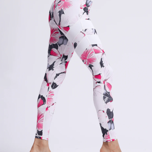 Legging Imprimé Fleuri Taille Haute