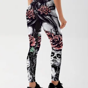 Legging Imprimé Gothique Rose