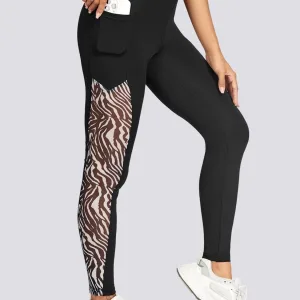 Legging Noir Léopard Poche