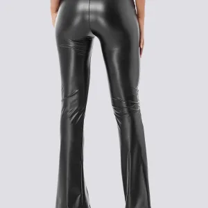 Legging Simili Cuir Évasé Fendu