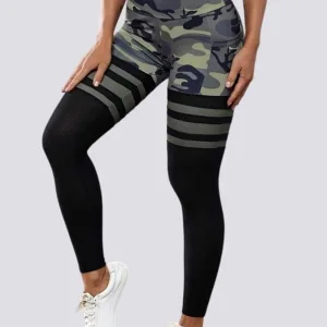 Legging Sport Camouflage Maintien Ferme Taille Haute Poches