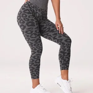 Legging Sport Imprimé Léopard Push Up Sans Couture