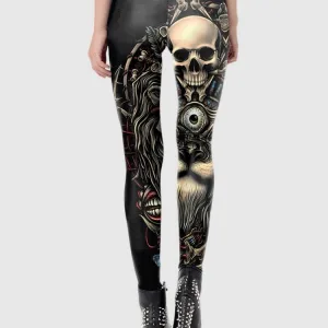 Legging Tête De Mort Et Lion